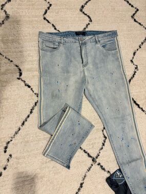 Light Blue Skinny Jeans with Side Stripe
